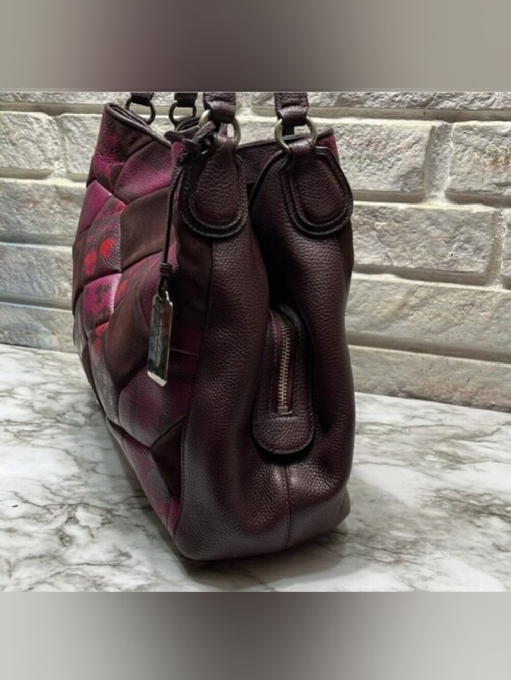 Coach 36519 Patchwork Rogue Tote / Shoulder Bag - Purple Multi Suede & Leather - Picture 2 of 15